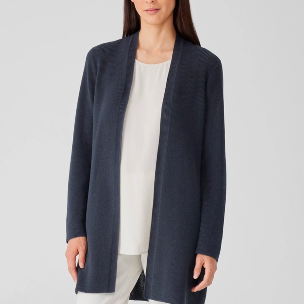 Eileen Fisher Peruvian Cotton Crepe Cardigan